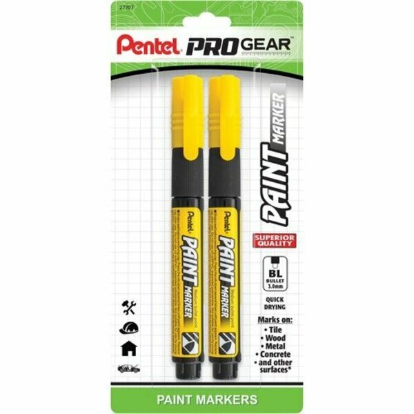 Pentel Paint Marker, Opaque Ink, Medium Bullet Tip, Yellow, 2PK PENMMP20PGBP2G